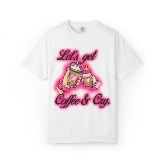 "Coffee & Cry" T-Shirt — Cute Kawaii Coffee Graphic Tee